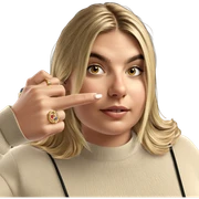 blonde girl with jewelry sticker