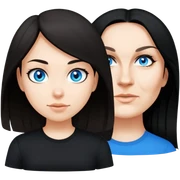 female, wearing black tshirt,  black hair  sticker