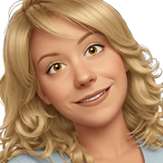 smiling girl with blonde hair sticker