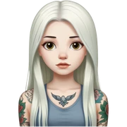 girl with long white  straight hair and tattoos sticker