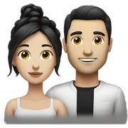 white skin couple both with black hair sticker