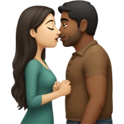 Chubby brunette girl kissing Indian man  sticker