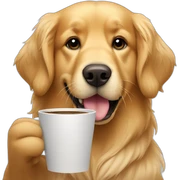 Golden retriever drinking coffee  sticker