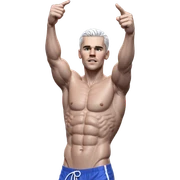 muscular white haired man sticker