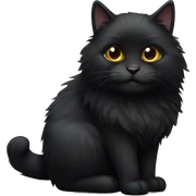 Black fluffy cat  sticker