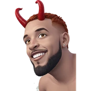 smiling red-haired boy with horns sticker
