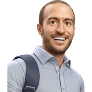 smiling man in striped shirt sticker
