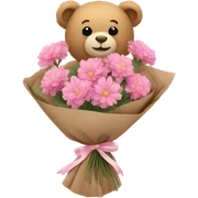 Teddy bear holding flowers pink sticker