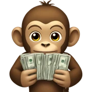 Monkey holding money sticker