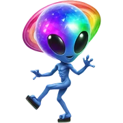 Rainbow alien dancing under a disco ball sticker