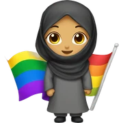 Hijabi holding rainbow flag sticker