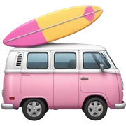 Pink van with a surf board on it sticker