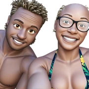 smiling couple in swimwear sticker