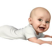 bald child lying on bed sticker