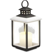 A white lantern with a candle inside sticker