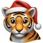 Friendly tiger with santa hat sticker