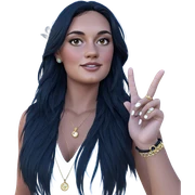 black-haired girl outdoors with jewelry sticker