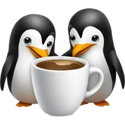 two penguins with coffee  sticker