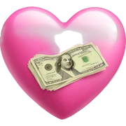 pink heart with money sticker