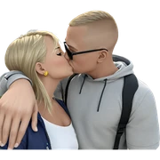 blonde girl kisses boy outdoors sticker