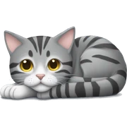 grey tabby cat curled up asleep sticker