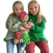 smiling girls in green sweaters sticker