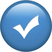 Make a Completely one colored blue type circle dont add any Details just above colored and add a one colored White tick in the middle ethe tick should be straight  sticker