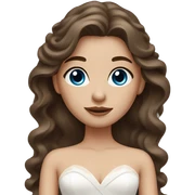 Bride with long wavy lose brown hair and blue eyes  sticker