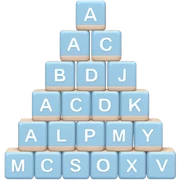 pastel blue alphabet blocks for children stacked in a pyramid sticker