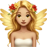 big wings, flower, Beautiful, fairy, gold,red, long hair sticker