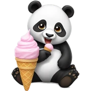 Panda eating ice cream sticker