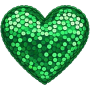 green sequin heart sticker