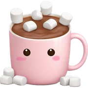 Light Pink mug of hot chocolate with marshmallows  sticker