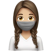 Girl with brown hair with a face mask sticker