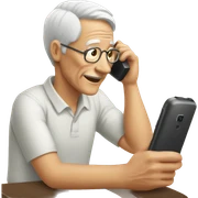 elderly man on phone sticker