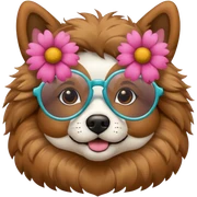 Dog with flower glasses sticker