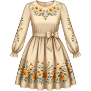 Vintage flowery dress beige sticker