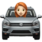 Light Redhead girl driving a grey tiguan  sticker