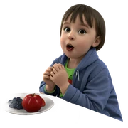 girl enjoying fruit indoors sticker