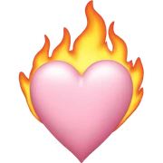 Light pink (pastel) heart on fire sticker