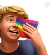 blonde boy with funny hat sticker