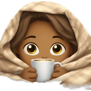 girl inside a blanket sipping coffee eyes closed sticker