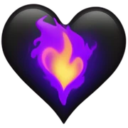 Black heart Burns in purple fire sticker