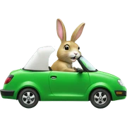 rabbit driving a green car sticker