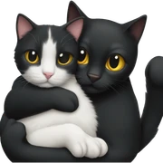 Black cat and white cat cuddling  sticker