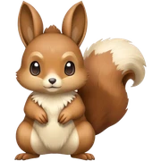 Cute cool animal hybrid Fakemon full body, brown, beige, squirrel-eevee-bunny sticker
