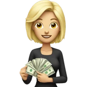Blonde Woman  holding money  sticker