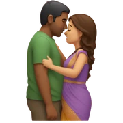 Indian man kissing white overweight brunette woman  sticker