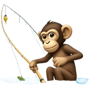 Monkey fishing  sticker