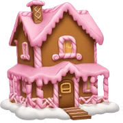 A pink gingerbread house sticker